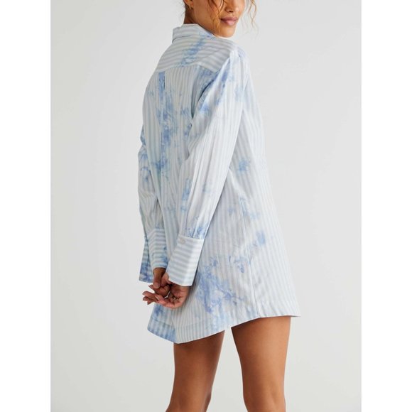 🎉LAST CHANCE🎉 NWT Free People Nola Shirtdress / Cornflower Wash Combo - Picture 2 of 6